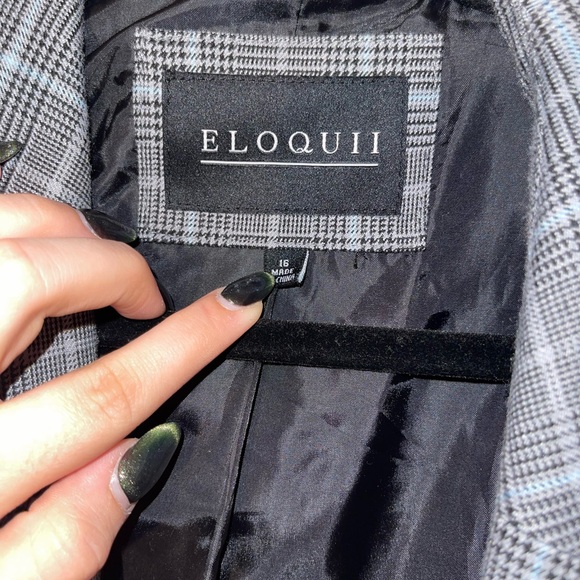 Eloquii Black and Gray Checkered Blazer - Picture 3 of 4